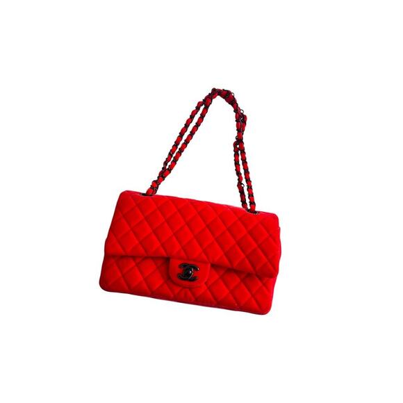 Chanel orange velvet double flap bag medium size - Picture 1 of 11